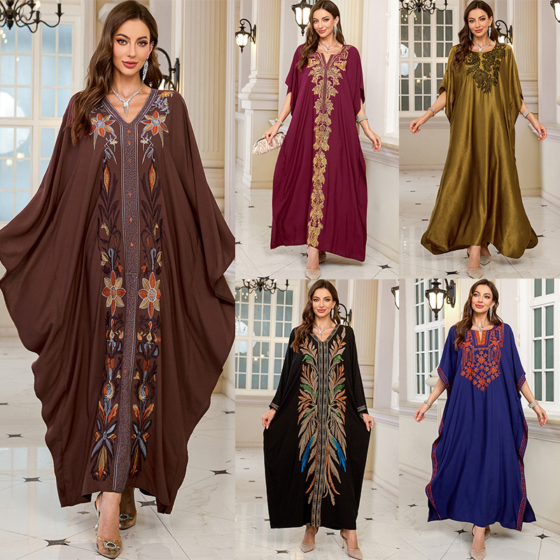 Cover Up Kaftan - Caftans Longos Bordados para Mulheres, Vestidos