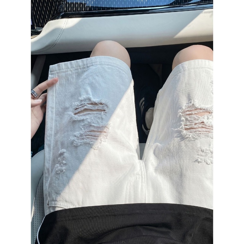 Shorts de Denim Masculinos com - Shorts Denim Frayed avaliação e preço
