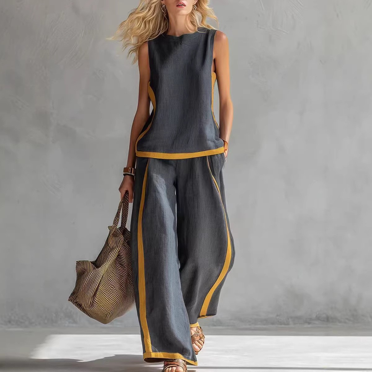 Conjuntos de Linho Femininos e - Linen Pant Wide avaliação e preço