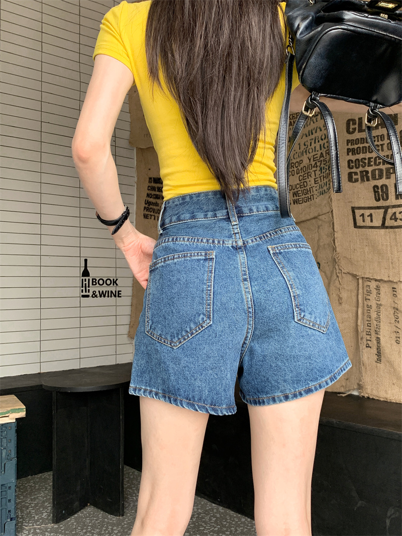 Shorts jeans azuis femininos d - Shorts Denim Frayed avaliação e preço